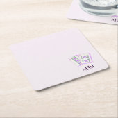 Mahjong Tegels Monogram Lavender Kartonnen Onderzetters (Schuin)