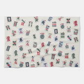 MahJong-tegels ontwerpen foto's op een badge Theedoek (Horizontaal)