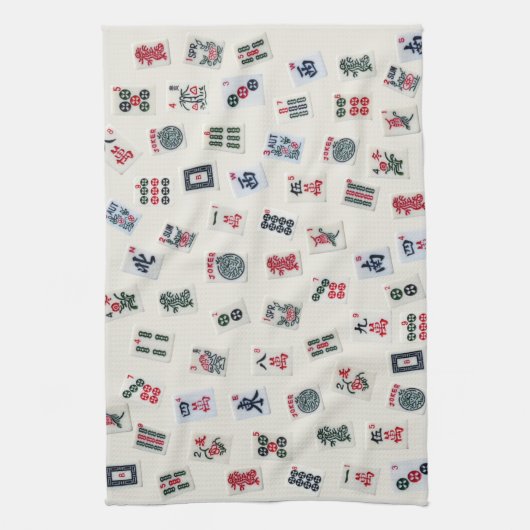 MahJong-tegels ontwerpen foto's op een badge Theedoek (Verticaal)