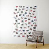 Mahjong tegels op pastel badge Tapestry Wandkleed (In situ)