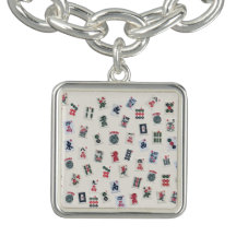 MahJong-tegels op pastelbadge achtergrond