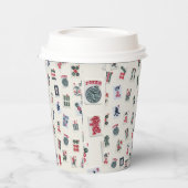 MahJong-tegels op pastelbadge achtergrond Papieren Bekers (Links)