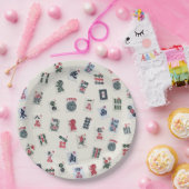 MahJong-tegels op pastelbadge achtergrond Papieren Bordje (Feest)