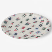 MahJong-tegels op pastelbadge achtergrond Papieren Bordje (Gekanteld)