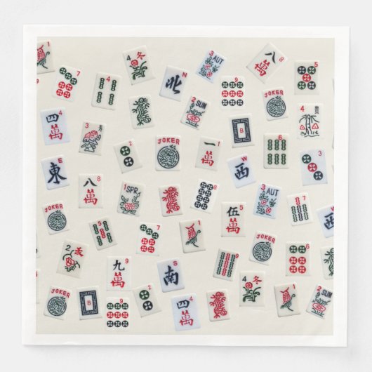 MahJong-tegels op pastelbadge achtergrond Servet (Voorkant)