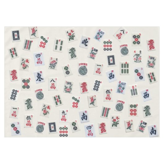 Mahjong tegels op pastelbadge Tablecloth Tafelkleed (Voorkant (Horizontaal))