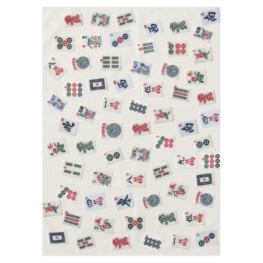 Mahjong tegels op pastelbadge Tablecloth Tafelkleed (Voorkant)