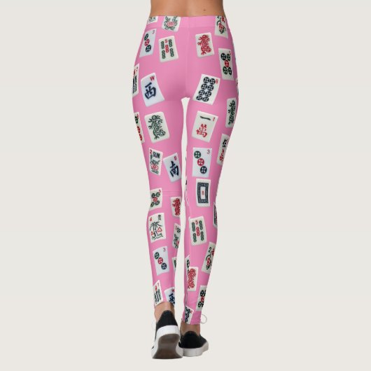 MahJong tegels op roze Leggings (Achterkant)