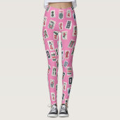 MahJong tegels op roze Leggings (Voorkant)