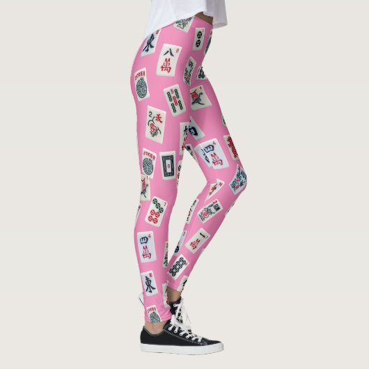 MahJong tegels op roze Leggings (Rechts)