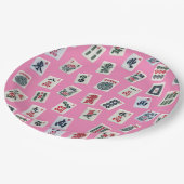 MahJong tegels op roze Papieren Bordje (Gekanteld)