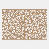 Mahjong tegels patroon op bruine achtergrond inpakpapier vel (Voorkant 3)