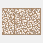 Mahjong tegels patroon op bruine achtergrond inpakpapier vel (Voorkant 2)