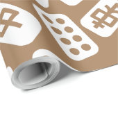 Mahjong tegels patroon wit op bruin cadeaupapier (Rol Hoek)