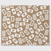 Mahjong tegels patroon wit op bruin cadeaupapier (Vlak)