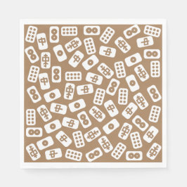 Mahjong tegels patroon wit op bruin servet