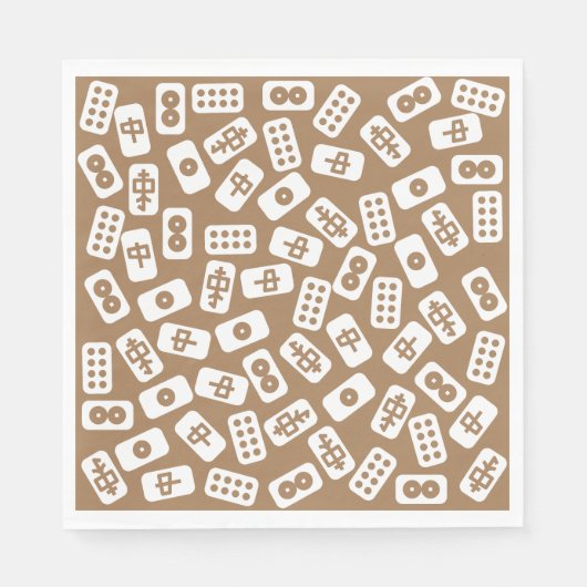 Mahjong tegels patroon wit op bruin servet (Voorkant)