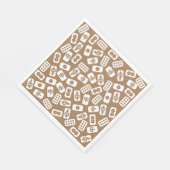 Mahjong tegels patroon wit op bruin servet (Hoek)