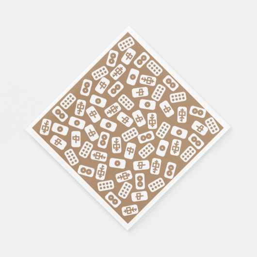 Mahjong tegels patroon wit op bruin servet (Hoek)