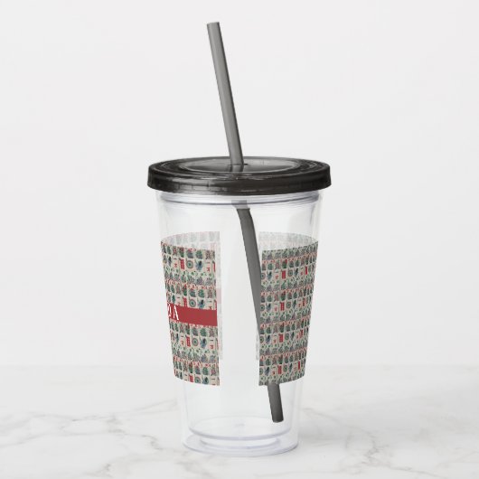 Mahjong Tegels Pattern Personalized Acryl Drinkbeker (Links)