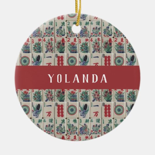 Mahjong Tegels Pattern Personalized Keramisch Ornament (Voorkant)