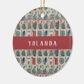 Mahjong Tegels Pattern Personalized Keramisch Ornament (Links)