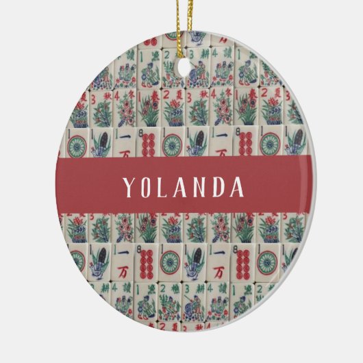 Mahjong Tegels Pattern Personalized Keramisch Ornament (Links)