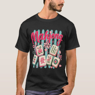 Mahjong Tegels Preppy Roze Coquette Mah Jongg Spel T-shirt