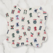 MahJong tegels symbolen en patronen op roze Bedankjes Labels (Achterkant)