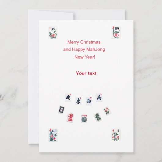 Mahjong tegels symbolen ontwerp voor Kerstmis Feestdagenkaart (Voorkant)