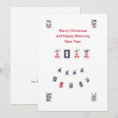 Mahjong tegels symbolen ontwerp voor Kerstmis Feestdagenkaart (Voorkant / Achterkant)