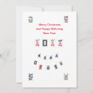 Mahjong tegels symbolen ontwerp voor Kerstmis Feestdagenkaart
