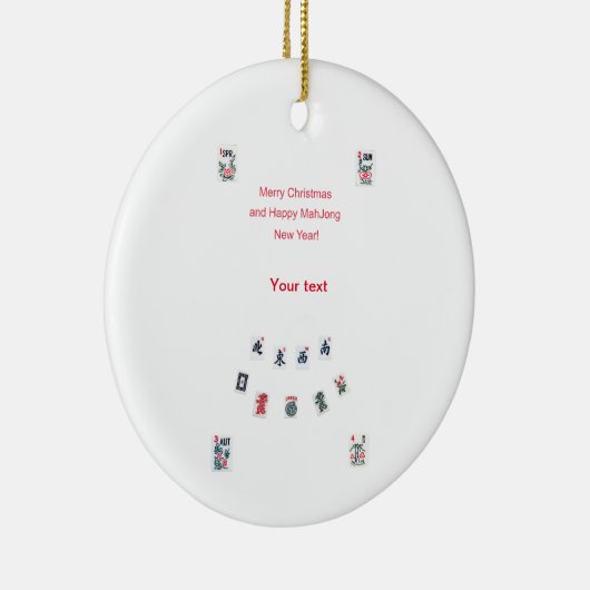 Mahjong tegels symbolen ontwerp voor Kerstmis Keramisch Ornament (Rechts)