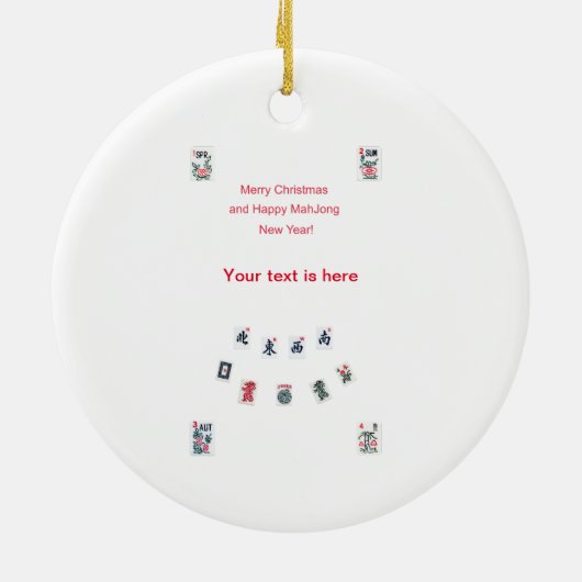 Mahjong tegels symbolen ontwerp voor Kerstmis Keramisch Ornament (Achterkant)
