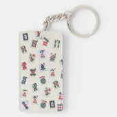 MahJong-tegels symbolen patronen Sleutelhanger (achterkant)