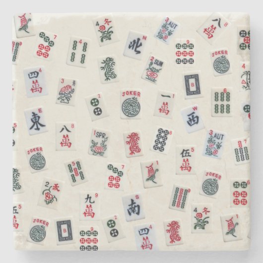 Mahjong tegels symboolpatronen stenen onderzetter (Voorkant)