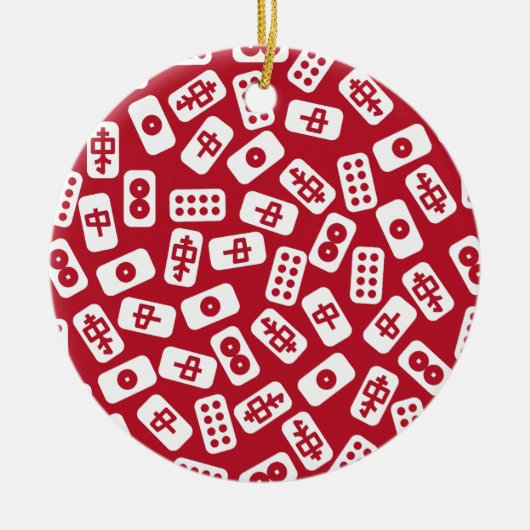 Mahjong Tegels Vrolijk kerstfeest Keramisch Ornament (Voorkant)