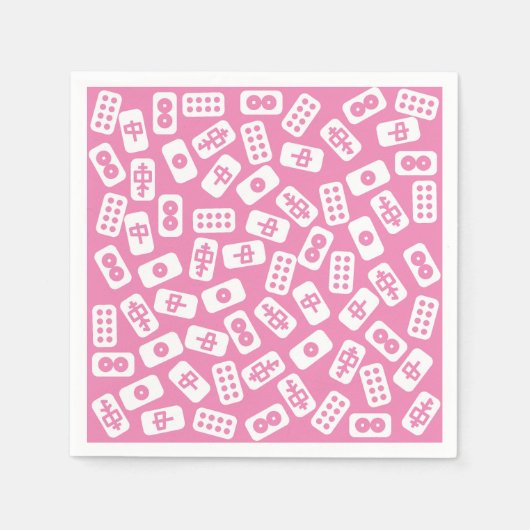 Mahjong tegels wit op baby roze servet (Voorkant)