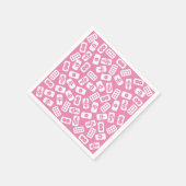 Mahjong tegels wit op baby roze servet (Hoek)