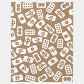 Mahjong tegels wit op de bruine Fleece Blanket (Voorkant)