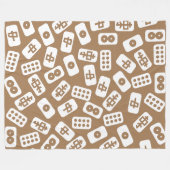 Mahjong tegels wit op de bruine Fleece Blanket (Voorkant (Horizontaal))
