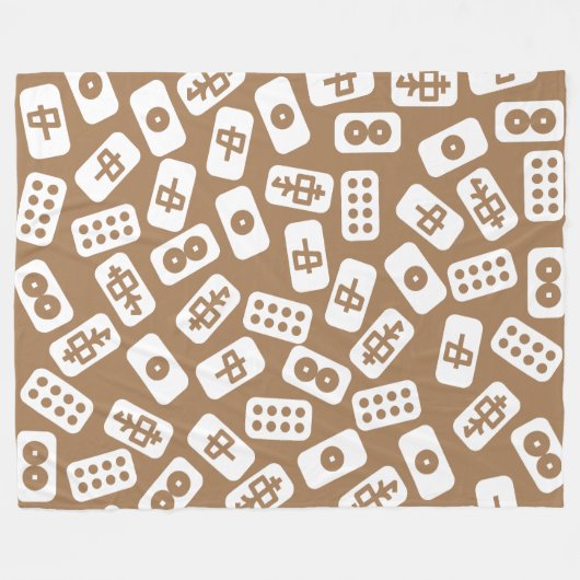 Mahjong tegels wit op de bruine Fleece Blanket Deken (Voorkant (Horizontaal))