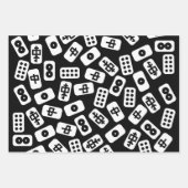 Mahjong tegels wit op roze, bruin en zwart inpakpapier vel (Voorkant 2)