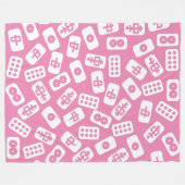 Mahjong tegels wit op roze fleece deken (Voorkant (Horizontaal))