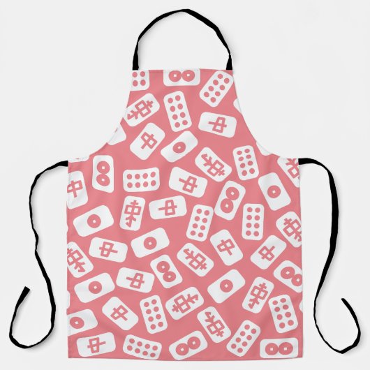 Mahjong tegels wit op roze schort (Voorkant)