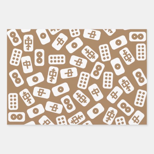 Mahjong tegels witte bruine en zwarte combinatie inpakpapier vel (Voorkant 3)