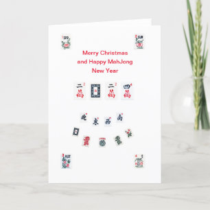 Mahjong-tegelsymbolen ontwerp voor Kerstmis Feestdagen Kaart