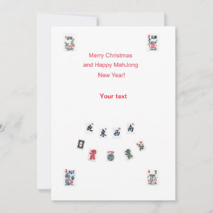 Mahjong-tegelsymbolen ontwerp voor Kerstmis Feestdagenkaart