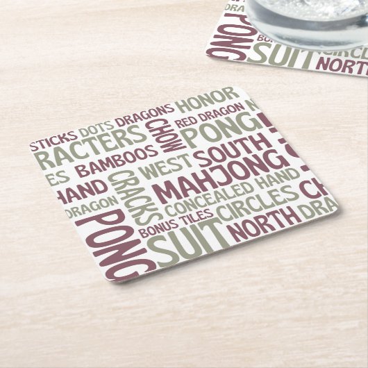Mahjong terminologie kartonnen onderzetters (Schuin)
