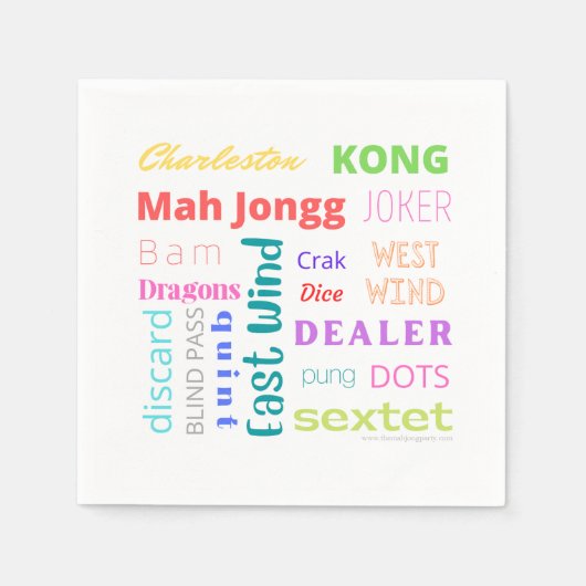 Mahjong themed napkin met American Mah Jongg Servet (Voorkant)